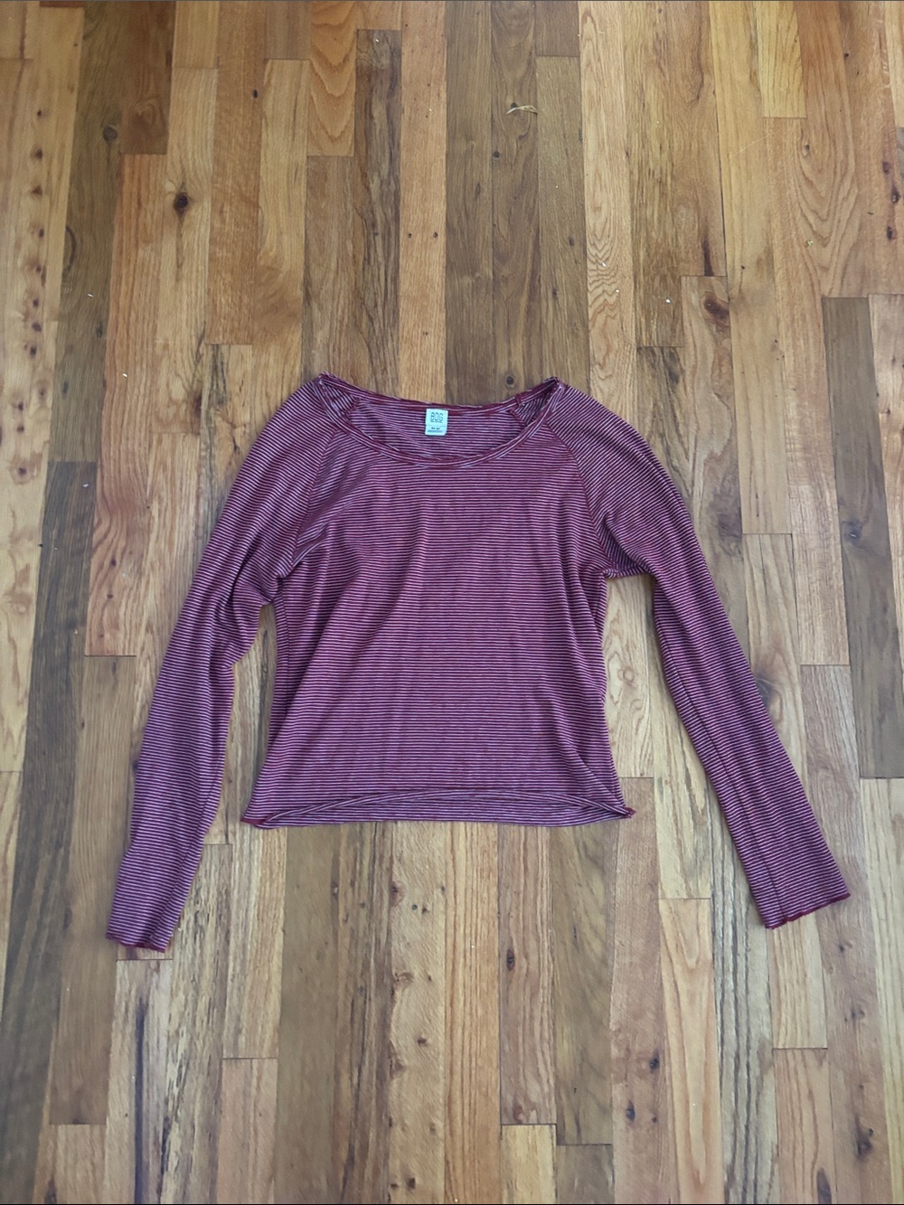 Long Sleeve Lightweight Scoop Neck Top - Burgundy Stripe - from Tilly’s
